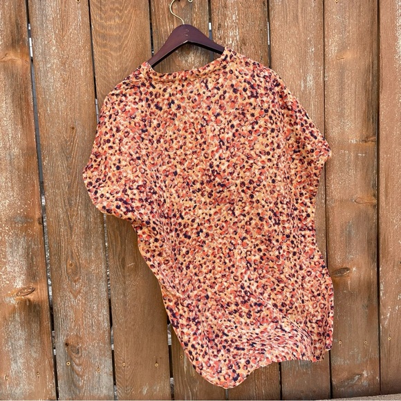 W5 Women’s Orange Red‎ Navy Speckled V Neck Lightweight Blouse Size Large - Picture 9 of 10